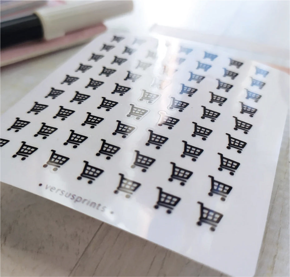 Transparent Shopping Icon Stickers, 60+ Functional Clear Planner Stickers