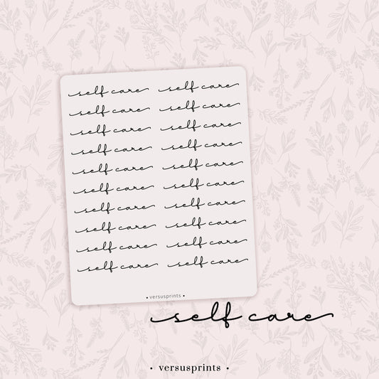 'Self Care' Clear Script Stickers