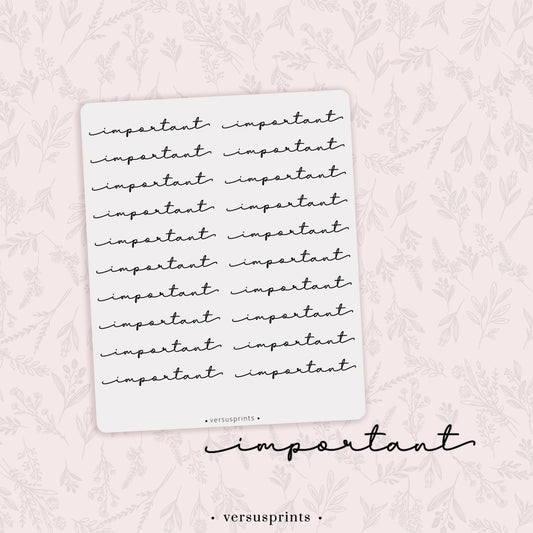 Important Script Stickers, 20 Functional Clear Words For Planners