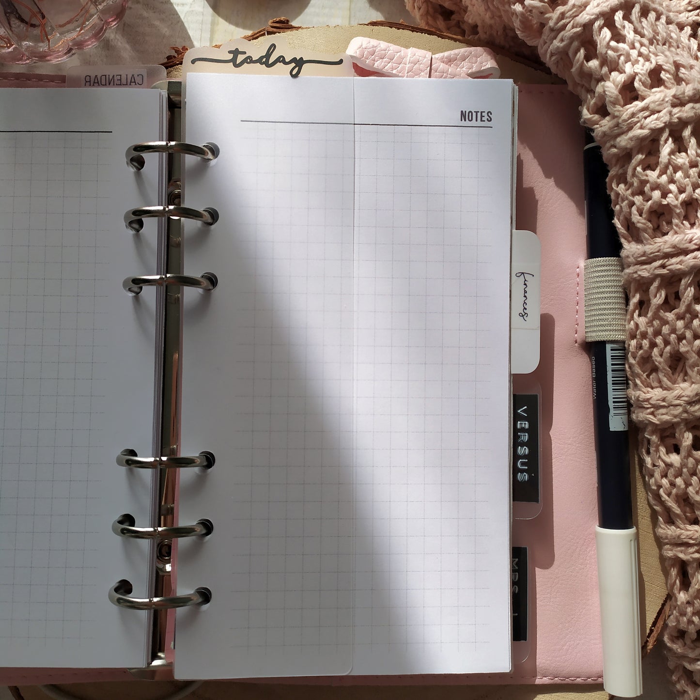 Today Planner Page Marker, Black Vinyl Text on Clear Frosted PVC Bookmark for 6-Ring Planners