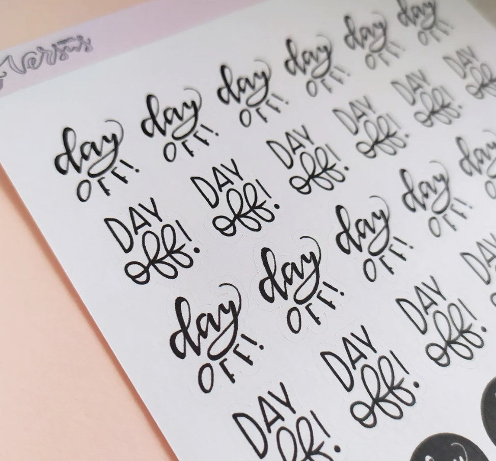 Day Off Planner Sticker Sheet, Black