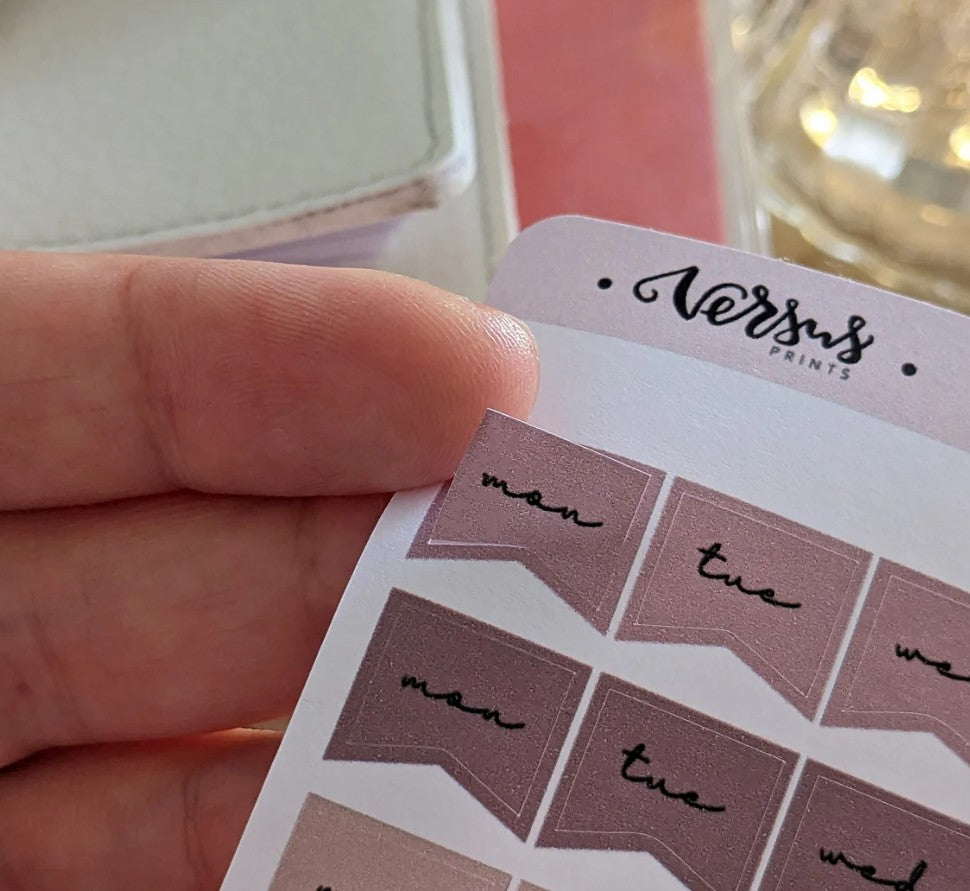 Weekly Stickers, Mini Schedule Functional Planner Stickers, 9 Weeks, Beige/Nude Color Palette