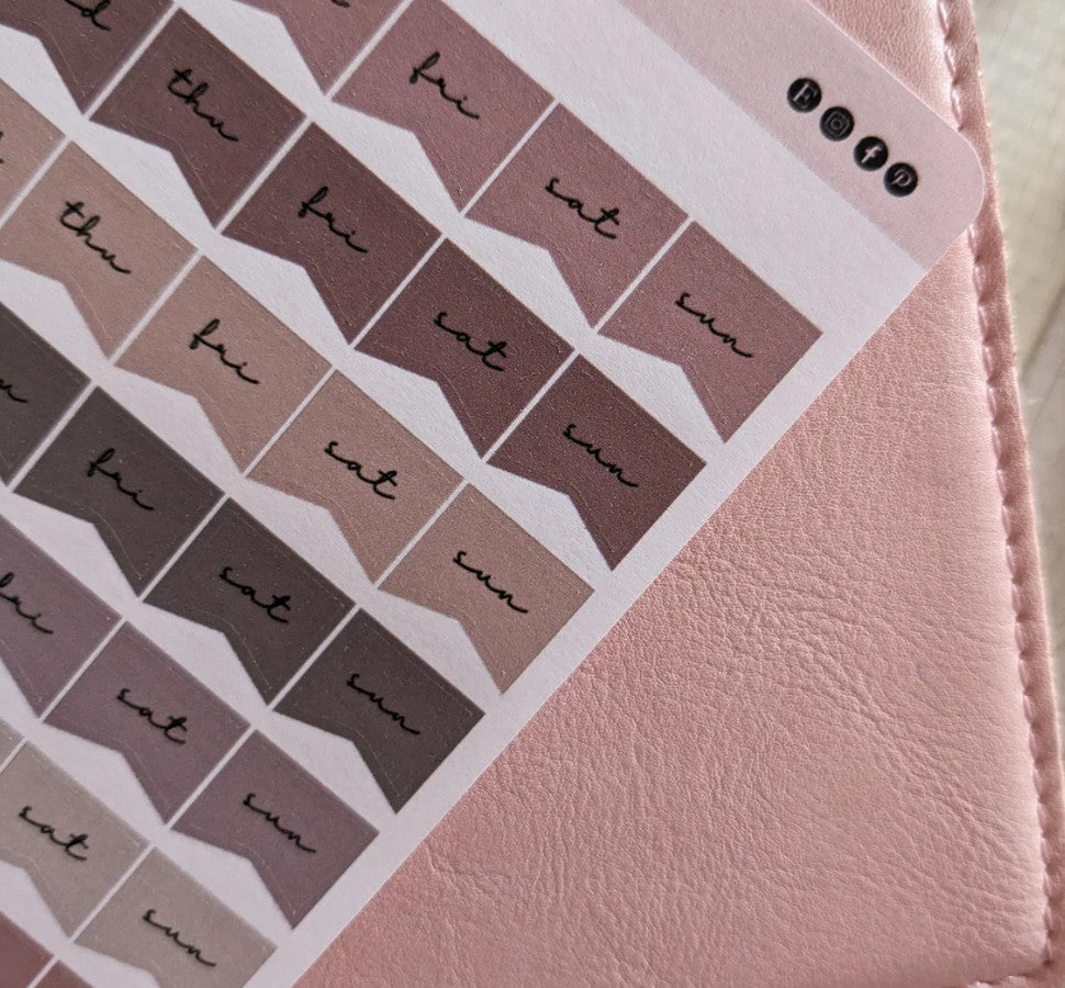 Weekly Stickers, Mini Schedule Functional Planner Stickers, 9 Weeks, Beige/Nude Color Palette