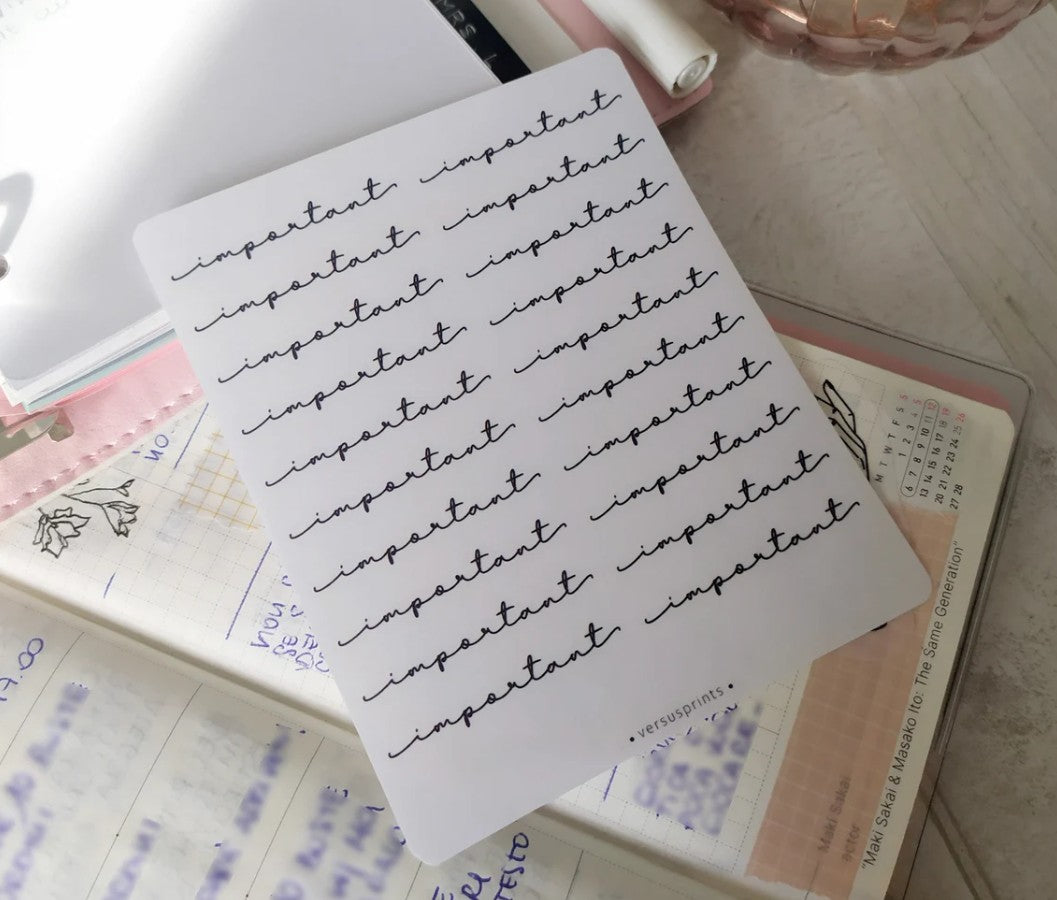 Important Script Stickers, 20 Functional Clear Words For Planners