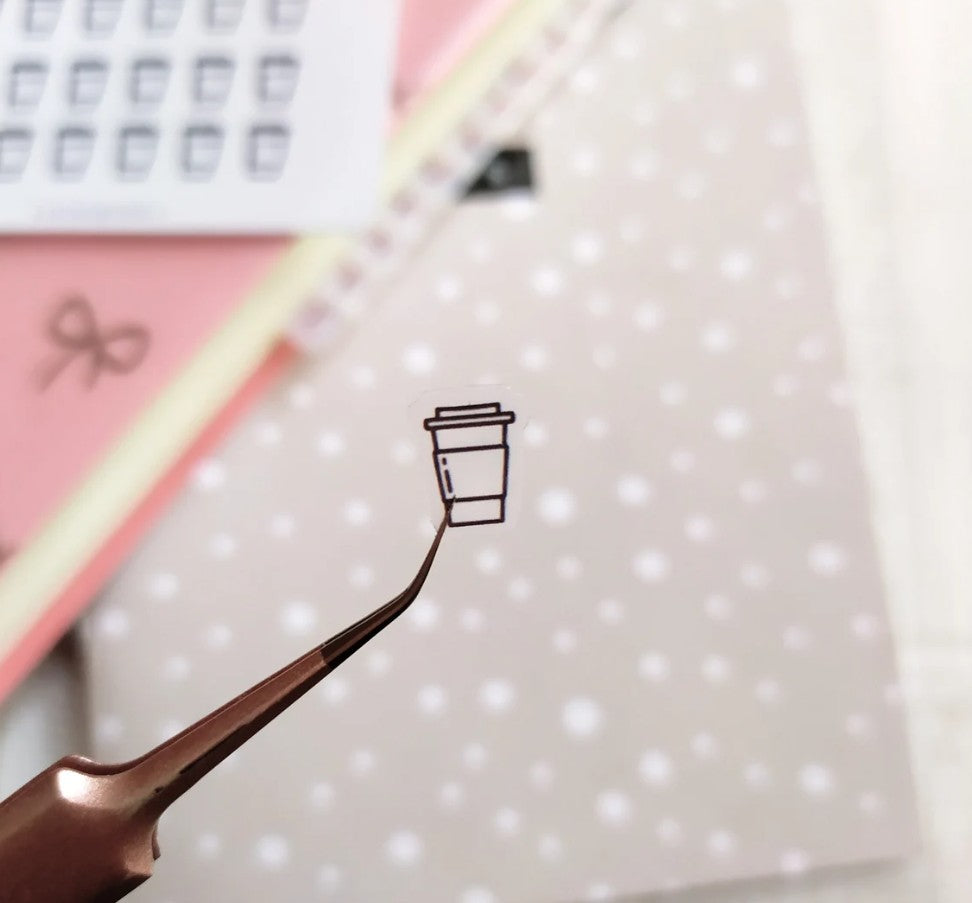 Coffee Mug Icon Sticker, Clear Functional Mini Sticker for Planners and Journals, Minimal Task Labels