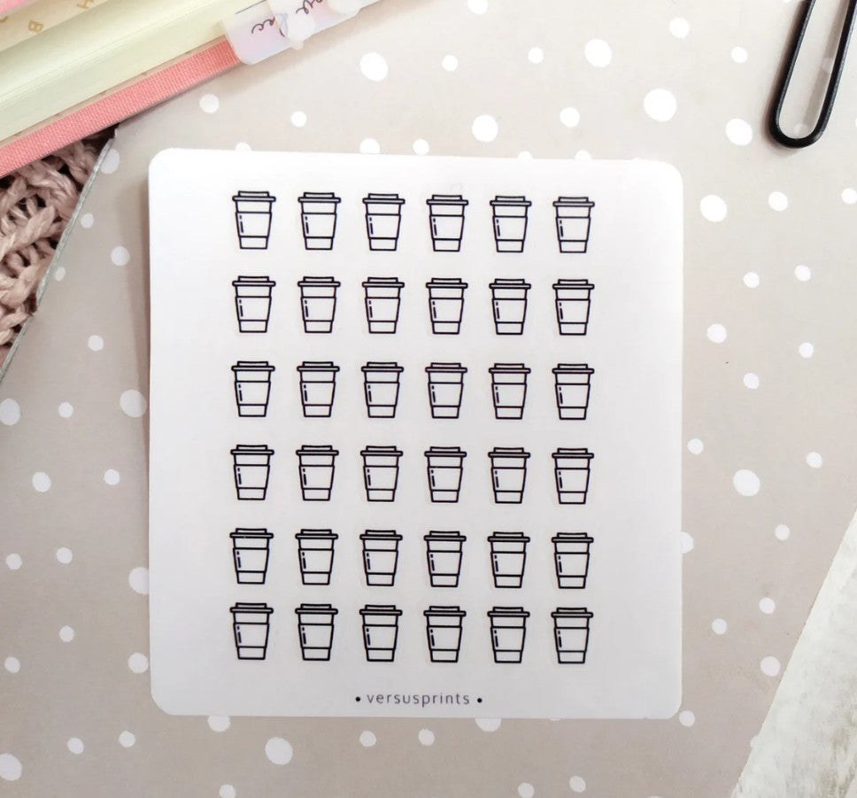 Coffee Mug Icon Sticker, Clear Functional Mini Sticker for Planners and Journals, Minimal Task Labels