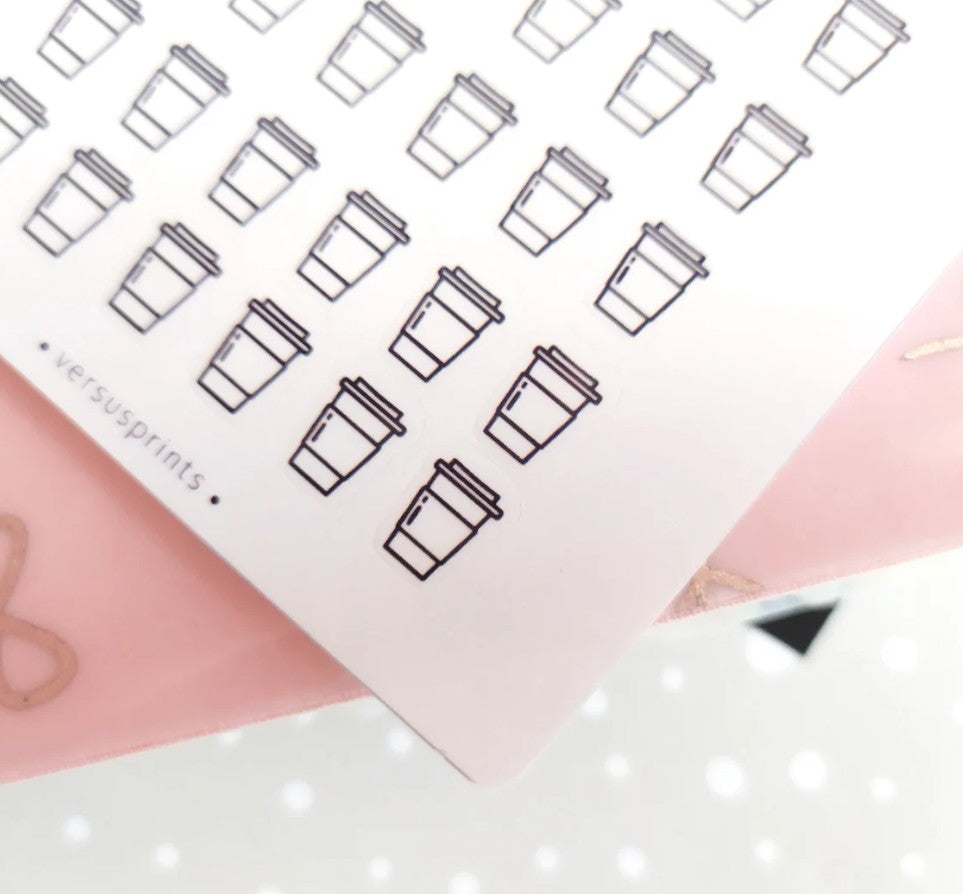 Coffee Mug Icon Sticker, Clear Functional Mini Sticker for Planners and Journals, Minimal Task Labels