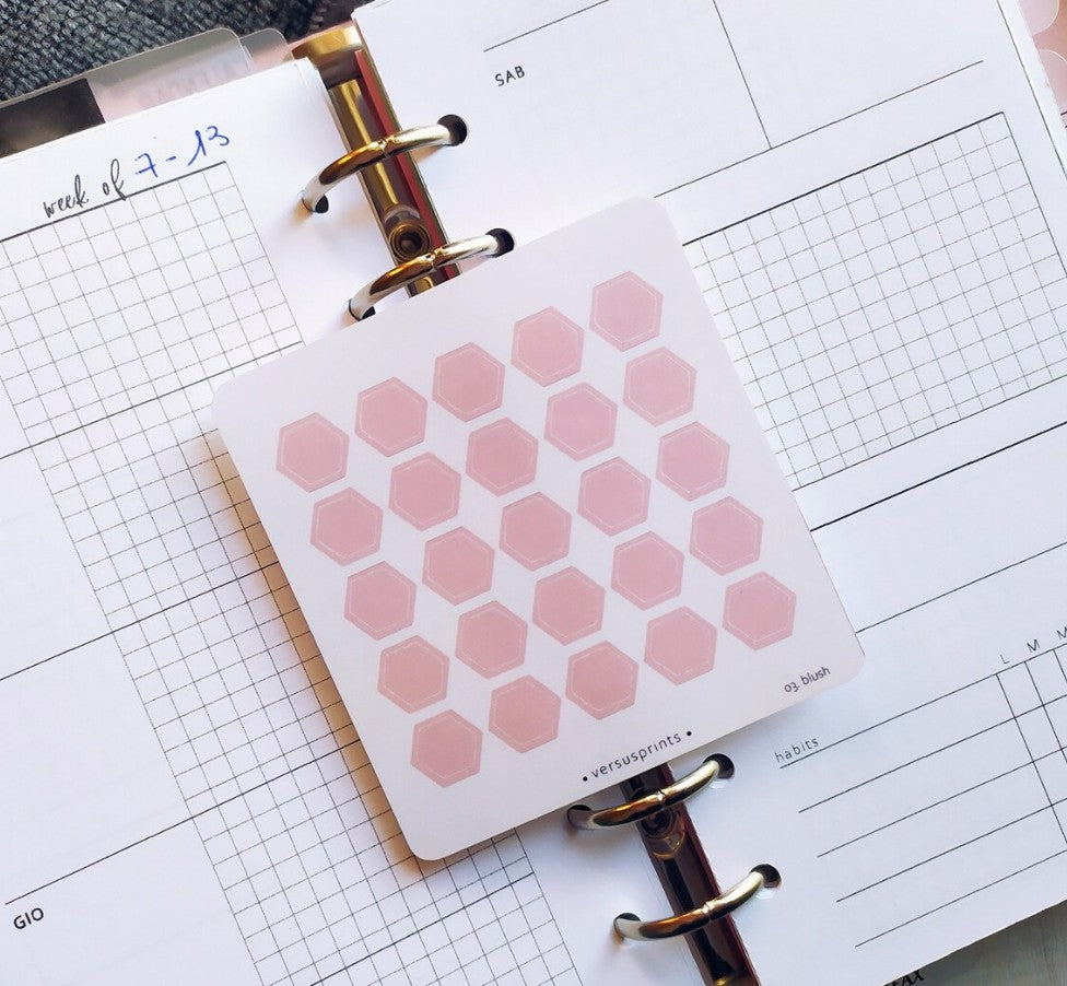 Clear Hexagon Stickers, 8 Colors