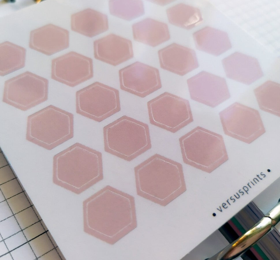 Clear Hexagon Stickers, 8 Colors