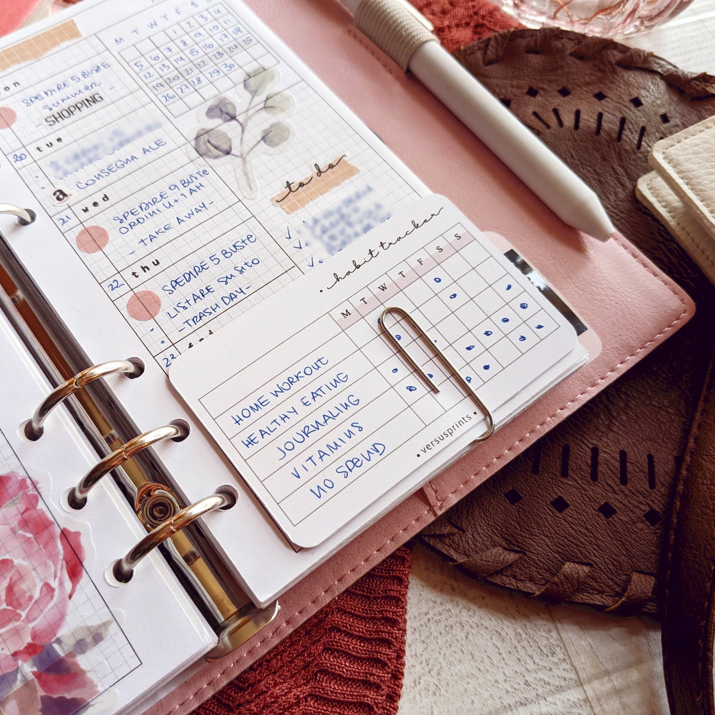 Habit Tracker Journaling Card, Weekly Planner Page Marker