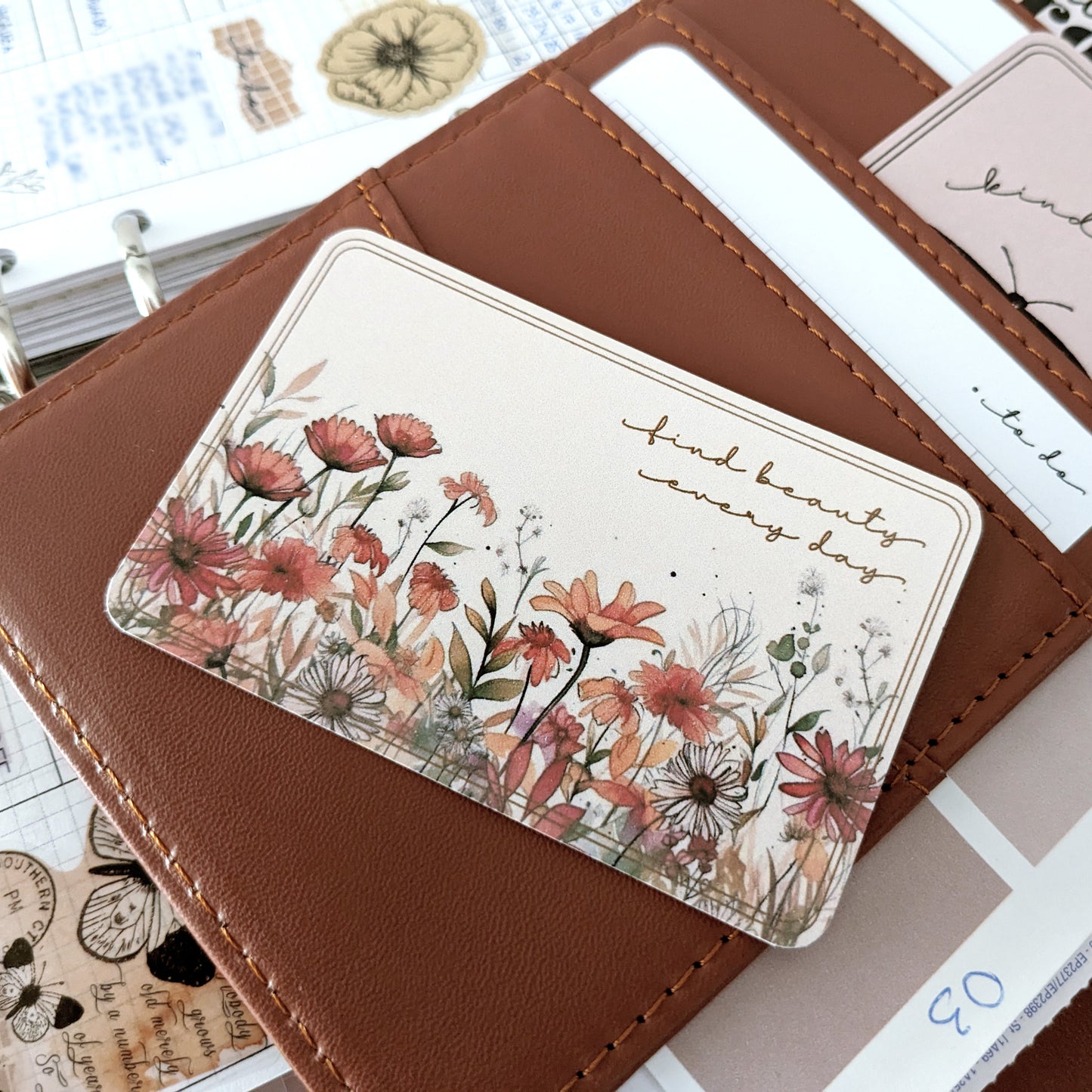 Journaling Card for Planner Side Pocket, Motivational Card for Daily Goals, 'Find Beauty Every Day'