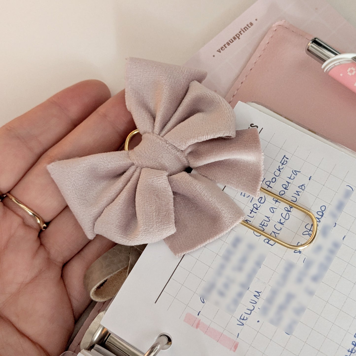 Paper Clip, Light Lilac Velvel Bow for Planners and Journals