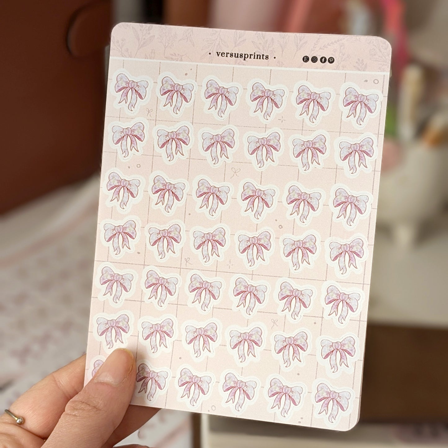 Mini Bows Stickers Set of 42, Hand-Drawn Planner Accessories, Ribbon Stickers