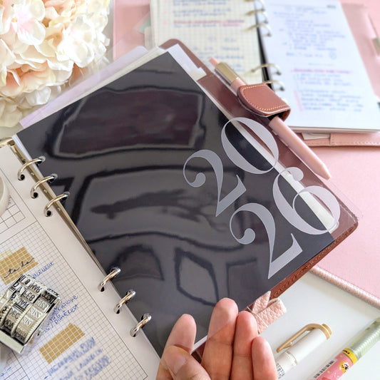2026 Clear PVC Planner Dashboard with Frosted Text