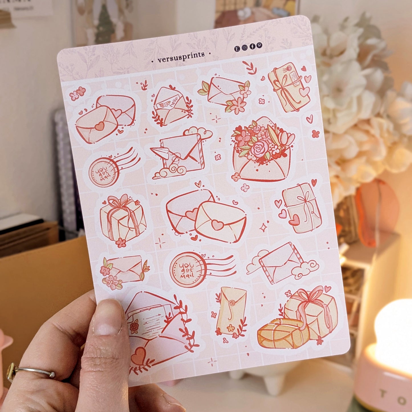 Valentine's Day Floral Envelope Sticker Sheet