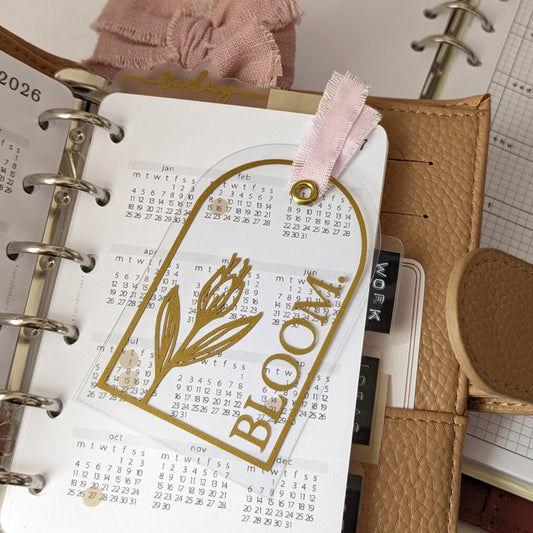 Planner Card in PVC Trasparente e Vinile Oro Opaco BLOOM