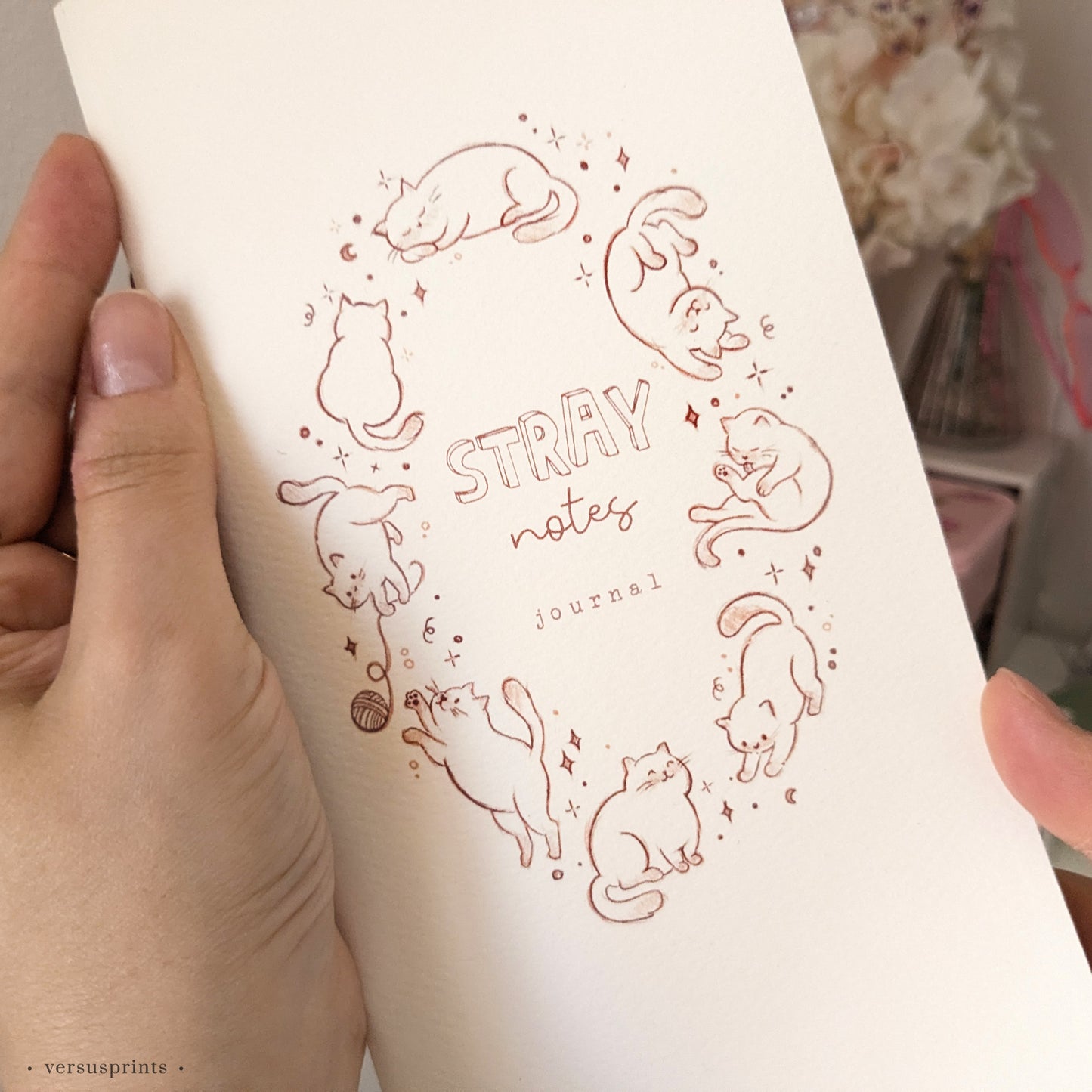 Quaderno Gatti Magici,  Cucito a Mano, Copertina Illustrazione Originale