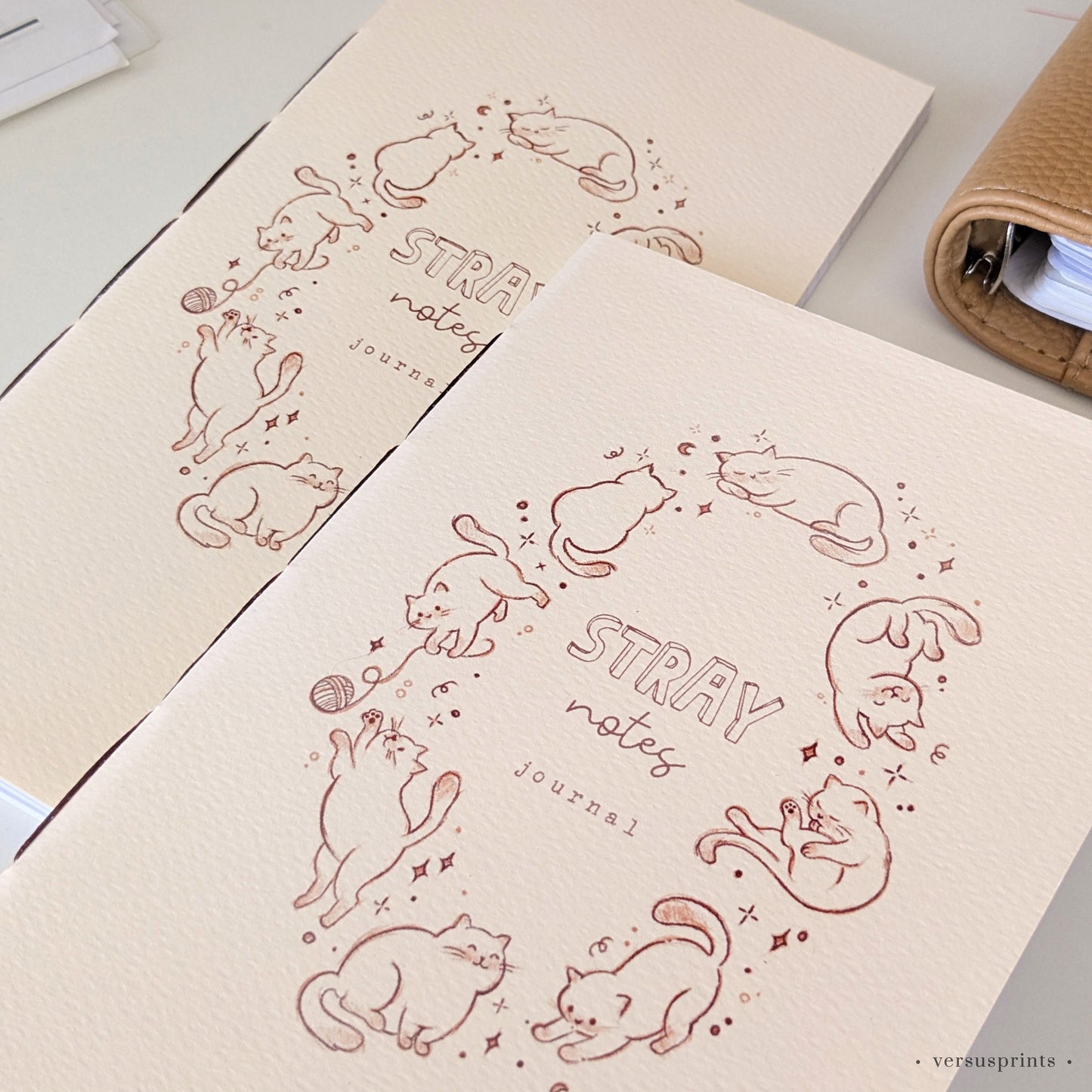 Quaderno Gatti Magici,  Cucito a Mano, Copertina Illustrazione Originale